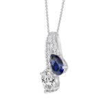 14K WHITE GOLD 2.00CT ROUND/OVAL/BLUE SAPPHIRE PEAR DIAMOND LADIES PENDANT - Image 3