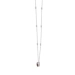 14K WHITE GOLD 2.00CT ROUND/PEAR DIAMOND LADIES NECKLACE (RUBY DIAMOND 2 STONE) - Image 2