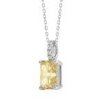 14K WHITE GOLD 2.00CT ROUND/YELLOW RADIANT DIAMOND LADIES PENDANT WITH CHAIN - Image 3