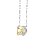 14K WHITE GOLD 2.00CT YELLOW CUSHION  DIAMOND LADIES PENDANT - Image 3