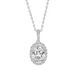 14K WHITE GOLD 3 1/2CT OVAL/ROUND DIAMOND LADIES PENDANT (CENTER STONE OVAL DIAMOND 3CT)