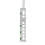 14K WHITE GOLD 3/4CT ROUND DIAMOND LADIES PENDANT (CENTER STONE GREEN EMERALD ROUND DIAMOND 3/8CT) - Image 2
