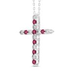 14K WHITE GOLD 3/4CT ROUND DIAMOND LADIES PENDANT (RUBY ROUND DIAMOND 3/8CT) - Image 3