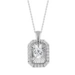14K WHITE GOLD 3/4CT ROUND DIAMOND LADIES PENDANT WITH CHAIN