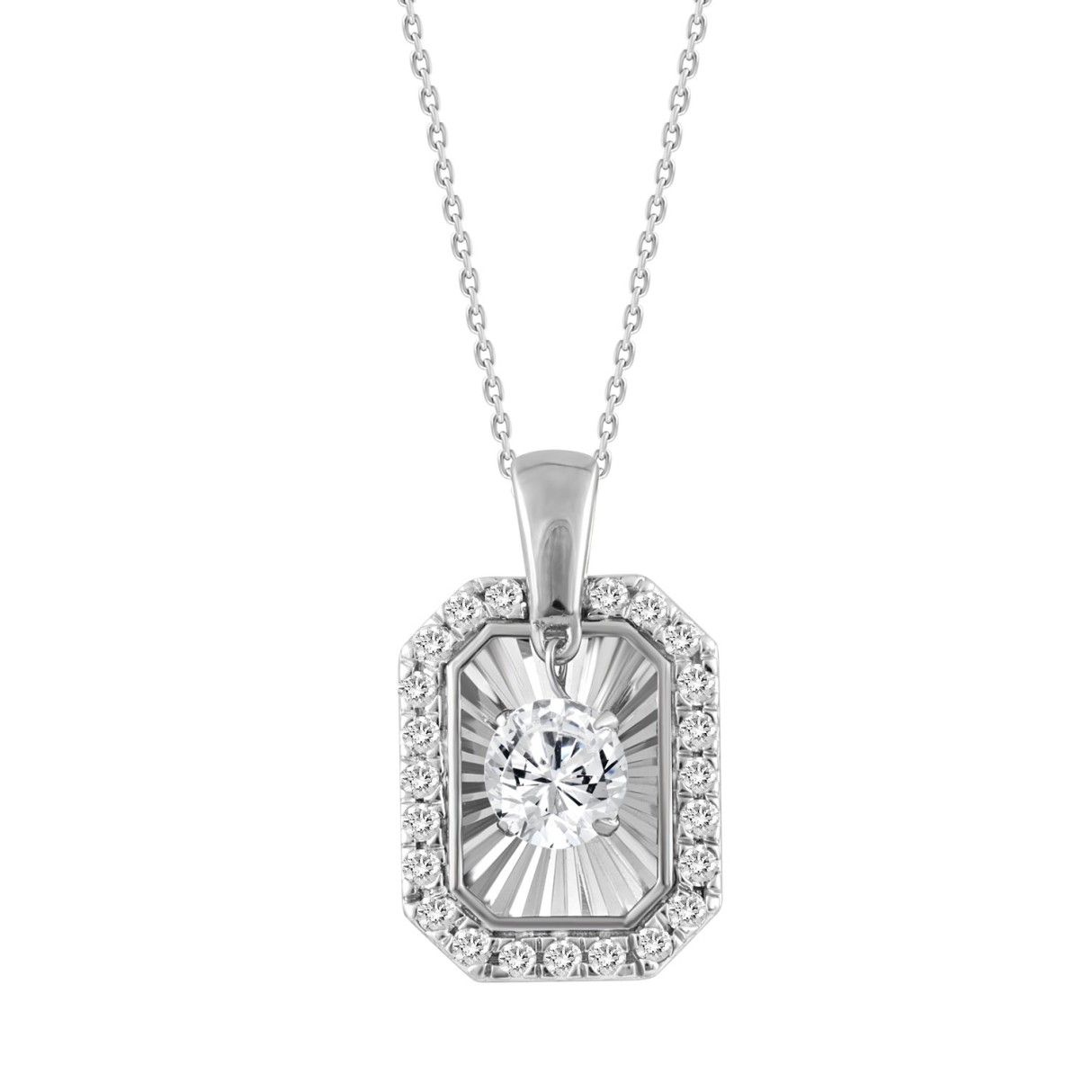 14K WHITE GOLD 3/4CT ROUND DIAMOND LADIES PENDANT WITH CHAIN - Image 1
