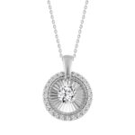 14K WHITE GOLD 3/4CT ROUND DIAMOND LADIES PENDANT WITH CHAIN