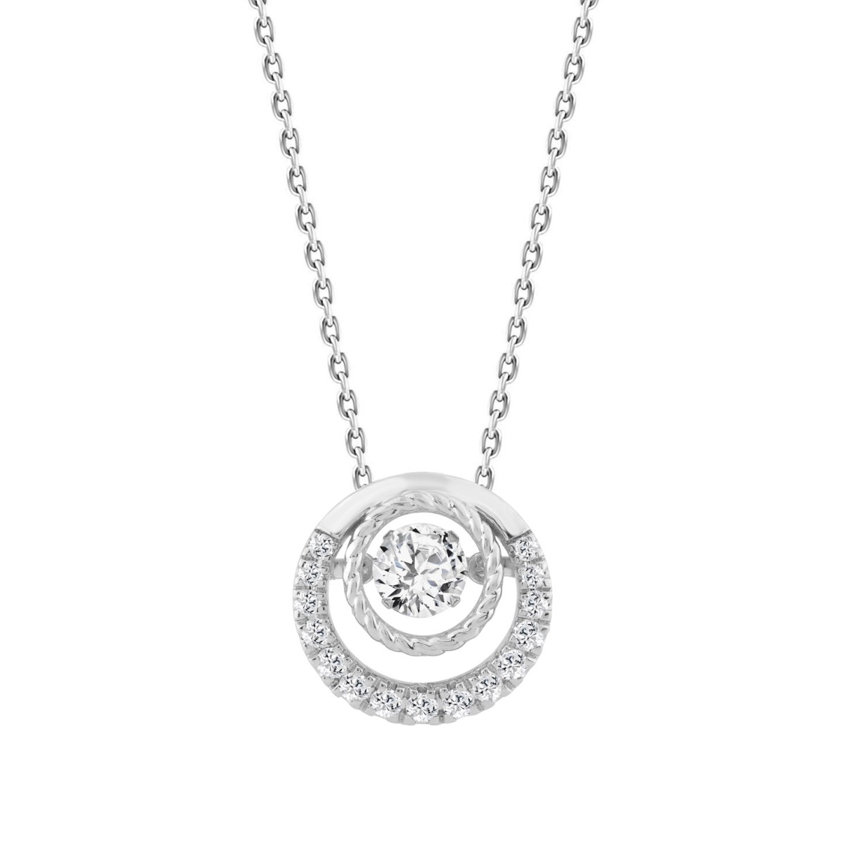 14K WHITE GOLD 3/4CT ROUND DIAMOND LADIES PENDANT WITH CHAIN (CENTER STONE ROUND DIAMOND 1/2CT) - Image 1