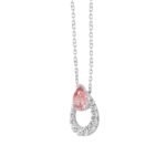 14K WHITE GOLD 3/4CT ROUND/PINK PEAR DIAMOND LADIES NECKLACE - Image 3