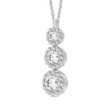 14K WHITE GOLD 3CT ROUND DIAMOND LADIES PENDANT WITH CHAIN - Image 3