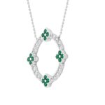 14K WHITE GOLD 5/8CT ROUND/ROUND GREEN DIAMOND LADIES PENDANT - Image 3