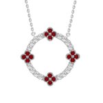 14K WHITE GOLD 5/8CT ROUND/RUBY ROUND DIAMOND LADIES PENDANT