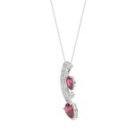 14K WHITE GOLD 7/8CT ROUND/PEAR DIAMOND LADIES PENDANT WITH CHAIN (PEAR RUBY 5/8CT) - Image 3