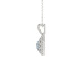14K WHITE GOLD CRAFTED WITH 18K YELLOW GOLD BACK PLATE 1 1/2CT ROUND/BLUE CUSHION DIAMOND LADIES PENDANT WITH CHAIN - Image 2