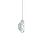14K WHITE GOLD CRAFTED WITH 18K YELLOW GOLD BACK PLATE 1 1/4CT ROUND/BLUE EMERALD DIAMOND LADIES PENDANT WITH CHAIN - Image 2