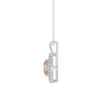 14K WHITE GOLD CRAFTED WITH 18K YELLOW GOLD BACK PLATE 1 1/4CT ROUND/PINK CUSHION DIAMOND LADIES PENDANT WITH CHAIN - Image 2