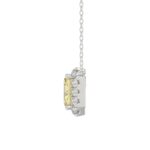 14K WHITE GOLD CRAFTED WITH 18K YELLOW GOLD BACK PLATE 1 1/4CT ROUND/YELLOW EMERALD DIAMOND LADIES NECKLACE - Image 2
