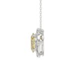 14K WHITE GOLD CRAFTED WITH 18K YELLOW GOLD BACK PLATE 1.00CT ROUND/YELLOW OVAL DIAMOND LADIES NECKLACE - Image 3