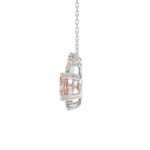 14K WHITE GOLD CRAFTED WITH 18K YELLOW GOLD BACK PLATE 1/10CT ROUND/PINK CUSHION DIAMOND LADIES NECKLACE WITH CHAIN - Image 2