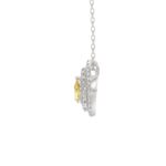 14K WHITE GOLD CRAFTED WITH 18K YELLOW GOLD BACK PLATE 2 1/2CT ROUND/YELLOW PEAR DIAMOND LADIES PENDANT WITH CHAIN - Image 3