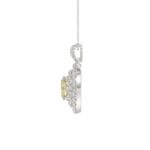 14K WHITE GOLD CRAFTED WITH 18K YELLOW GOLD BACK PLATE 2 1/3CT ROUND/YELLOW OVAL DIAMOND LADIES PENDANT WITH CHAIN - Image 2
