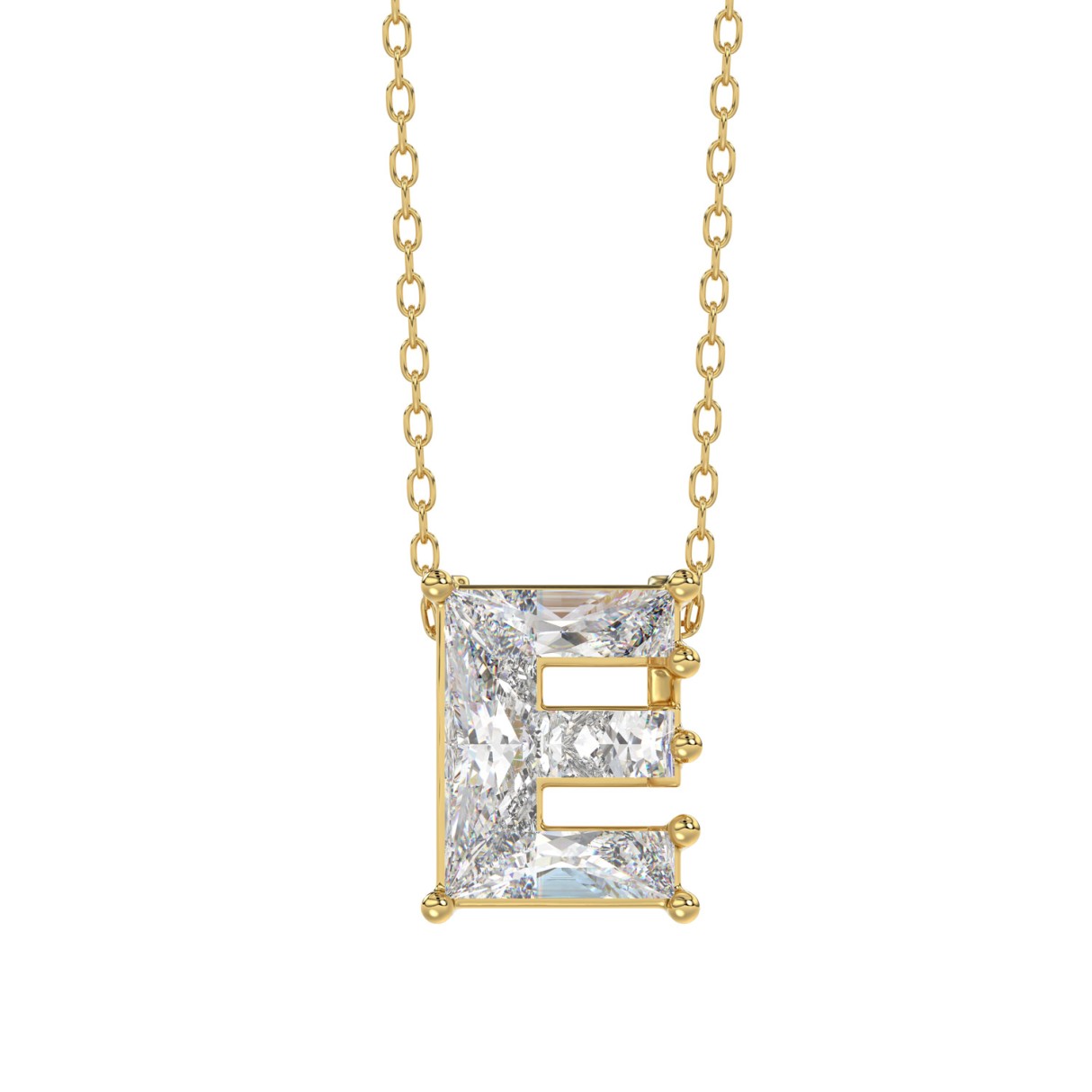 14K YELLOW GOLD 1 1/2CT FANCY CUT ALPHABET DIAMOND LADIES PENDANT WITH CHAIN - Image 1