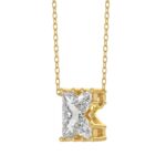 14K YELLOW GOLD 1 1/2CT FANCY CUT ALPHABET DIAMOND LADIES PENDANT WITH CHAIN - Image 3