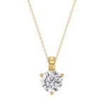 14K YELLOW GOLD 1 1/2CT ROUND DIAMOND LADIES SOLITAIRE PENDANT WITH CHAIN