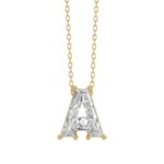 14K YELLOW GOLD 1 5/8CT FANCY CUT ALPHABET DIAMOND LADIES PENDANT WITH CHAIN
