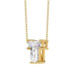 14K YELLOW GOLD 1.00CT FANCY CUT ALPHABET DIAMOND LADIES PENDANT WITH CHAIN - Image 3