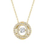 14K YELLOW GOLD 1.00CT ROUND DIAMOND LADIES PENDANT WITH CHAIN (CENTER STONE ROUND DIAMOND 1/2CT)