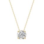 14K YELLOW GOLD 1.00CT ROUND DIAMOND LADIES SOLITAIRE PENDANT WITH UNDER-PASS CHAIN (CENTER STONE ROUND DIAMOND 1CT)