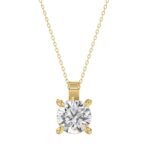 14K YELLOW GOLD 1.00CT ROUND DIAMOND SOLITAIRE PENDANT WITH CHAIN (TALON CLAWS)