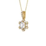 14K YELLOW GOLD 1.00CT ROUND/BAGUETTE/HEZAGON STEP CUT DIAMOND LADIES PENDANT - Image 3