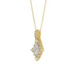 14K YELLOW GOLD 1.00CT ROUND/BAGUETTE/KITE STEP CUT DIAMOND LADIES PENDANT - Image 3