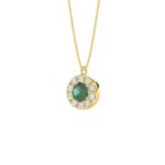 14K YELLOW GOLD 1.00CT ROUND/EMERALD DIAMOND LADIES PENDANT (CENTER STONE GREEN EMERALD ROUND DIAMOND 5/8CT) - Image 3