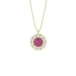14K YELLOW GOLD 1.00CT ROUND/RUBY DIAMOND LADIES PENDANT (CENTER STONE ROUND RUBY DIAMOND 5/8CT)
