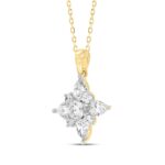 14K YELLOW GOLD 1CT ROUND/PEAR DIAMOND LADIES PENDANT WITH CHAIN - Image 3