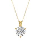 14K YELLOW GOLD 2 1/2CT ROUND DIAMOND LADIES SOLITAIRE PENDANT WITH CHAIN