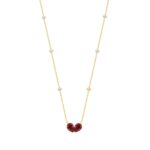 14K YELLOW GOLD 2 7/8CT ROUND/PEAR DIAMOND LADIES NECKLACE (RUBY DIAMOND 2 3/8CT)