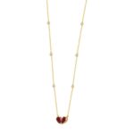14K YELLOW GOLD 2 7/8CT ROUND/PEAR DIAMOND LADIES NECKLACE (RUBY DIAMOND 2 3/8CT) - Image 2