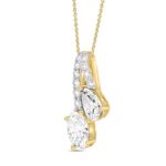 14K YELLOW GOLD 2CT ROUND/OVAL/PEAR DIAMOND LADIES PENDANT WITH CHAIN - Image 3