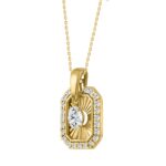 14K YELLOW GOLD 3/4CT ROUND DIAMOND LADIES PENDANT WITH CHAIN - Image 3