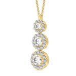 14K YELLOW GOLD 3CT ROUND DIAMOND LADIES PENDANT WITH CHAIN - Image 3