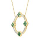 14K YELLOW GOLD 5/8CT ROUND/ROUND EMERALD GREEN DIAMOND LADIES PENDANT - Image 3