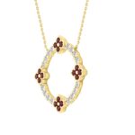 14K YELLOW GOLD 5/8CT ROUND/ROUND RUBY DIAMOND LADIES PENDANT WITH CHAIN - Image 3