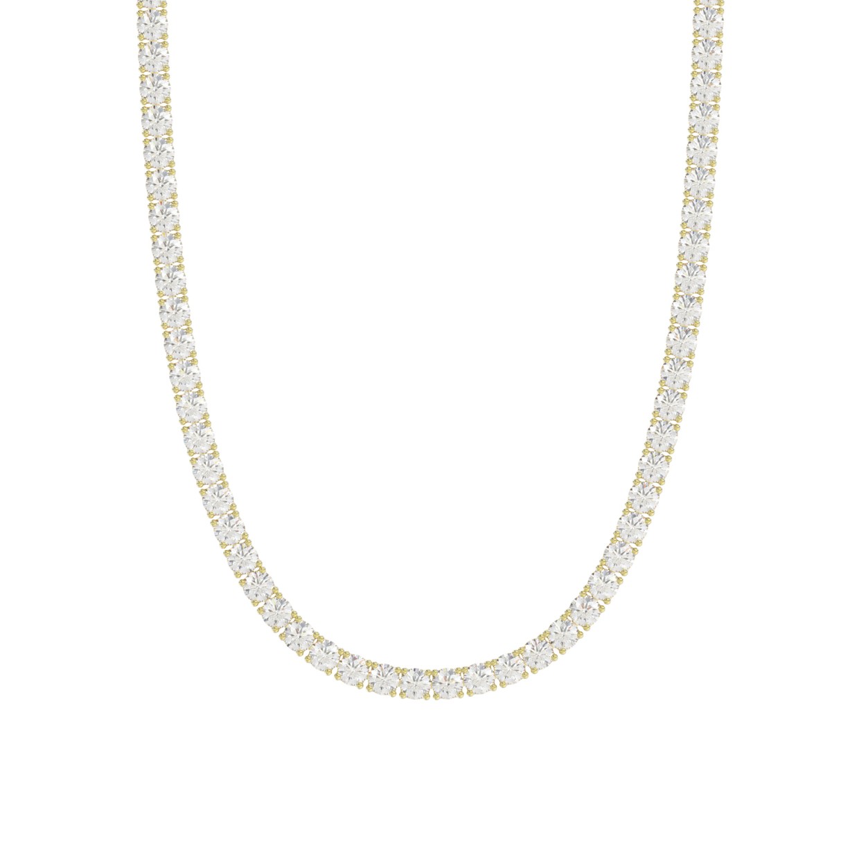 14K YELLOW GOLD 6 7/8CT 16" ROUND DIAMOND LADIES TENNIS NECKLACE - Image 1