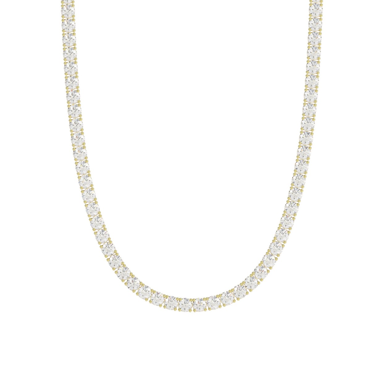 14K YELLOW GOLD 7 3/4CT 18" ROUND DIAMOND LADIES TENNIS NECKLACE - Image 1