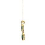 14K YELLOW GOLD 7/8CT ROUND/PEAR DIAMOND LADIES PENDANT WITH CHAIN (PEAR EMERALD 5/8CT) - Image 2