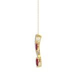 14K YELLOW GOLD 7/8CT ROUND/PEAR DIAMOND LADIES PENDANT WITH CHAIN (PEAR RUBY 5/8CT) - Image 2