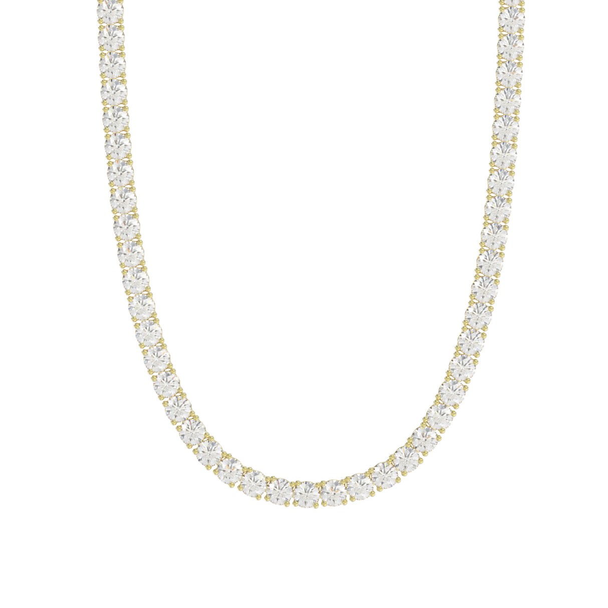 14K YELLOW GOLD 9 1/2CT 16" ROUND DIAMOND LADIES TENNIS NECKLACE - Image 1
